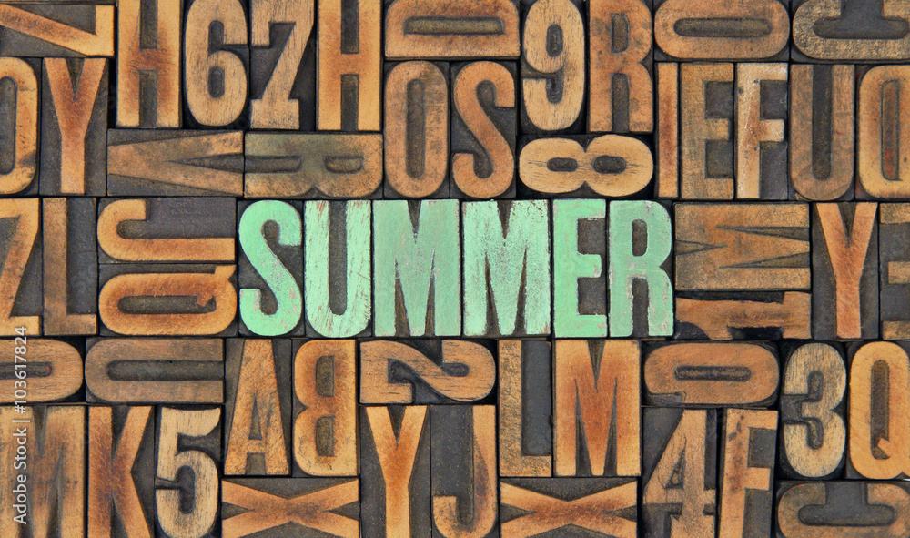Summer / caracteres d'imprimerie en bois Summer / caracteres d'imprimerie en bois