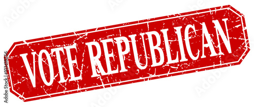 vote republican red square vintage grunge isolated sign