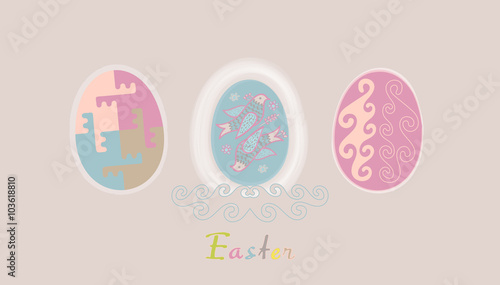 Easter card in eggs and text