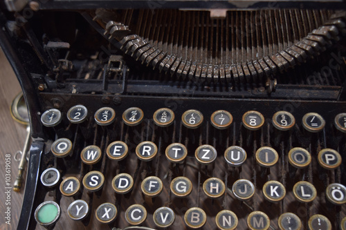 Old vintage typewriter, close-up.