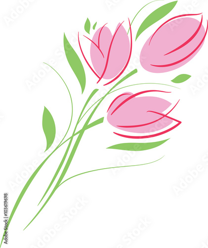 Pink tulips bouquet.