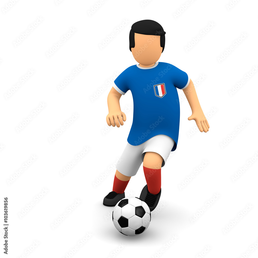 Französische Fußballer läuft mit dem Ball