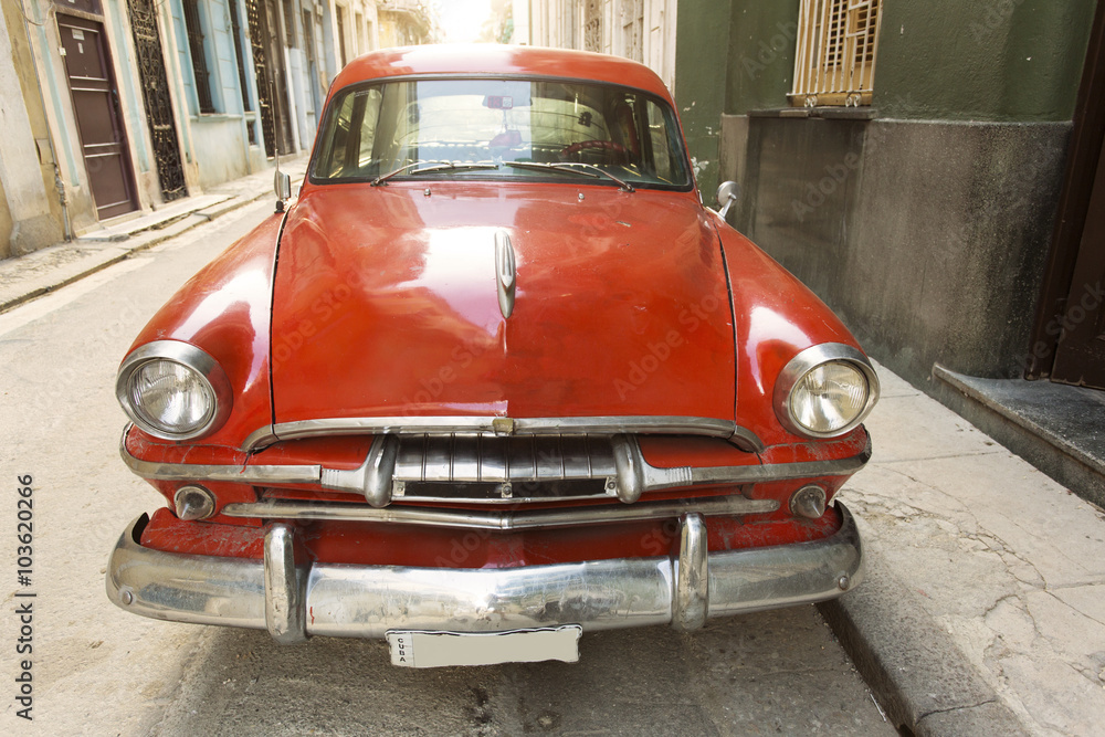 Old american car on beautiful street of Havana, Cuba Old american car on beautiful street of Havana, Cuba