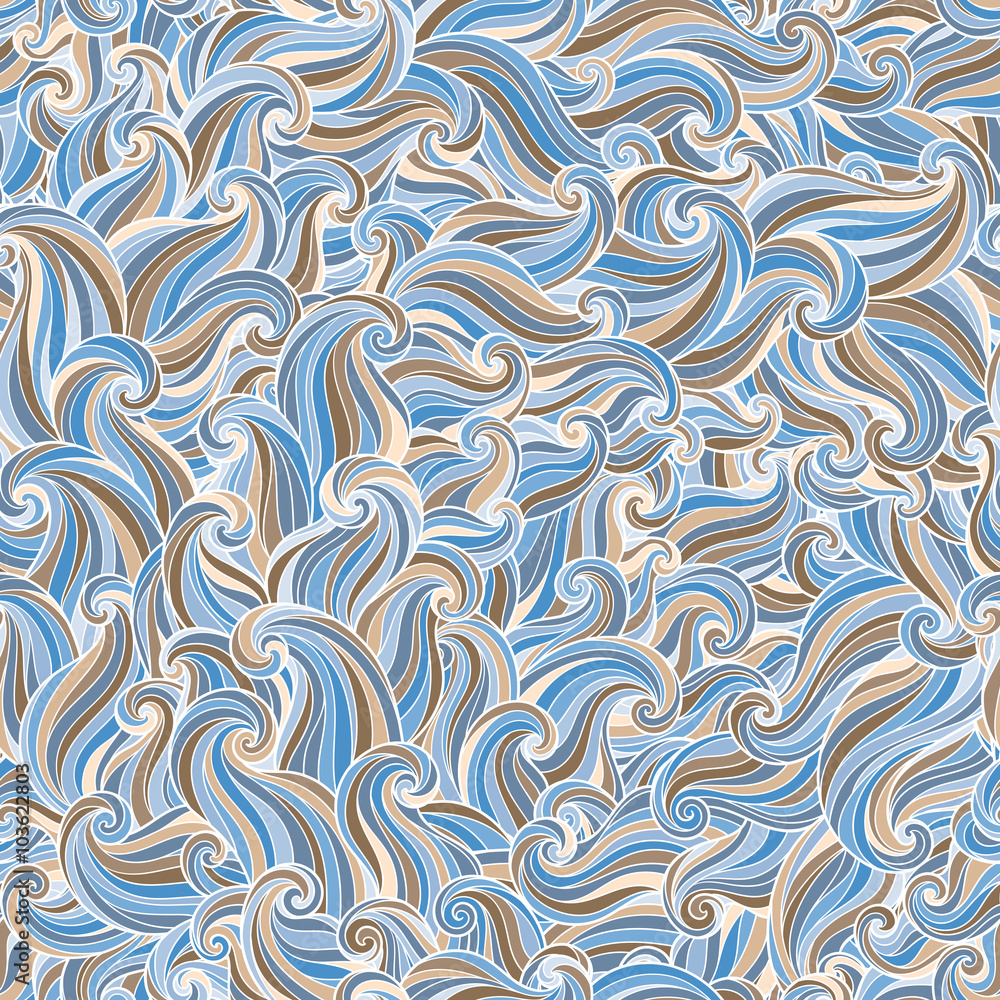 Hand drawn seamless wave background. Hand drawn seamless wave background.