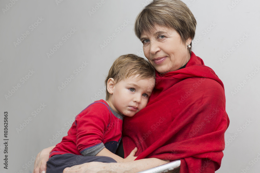 the grandmother embraces grandson
the grandmother embraces grandson