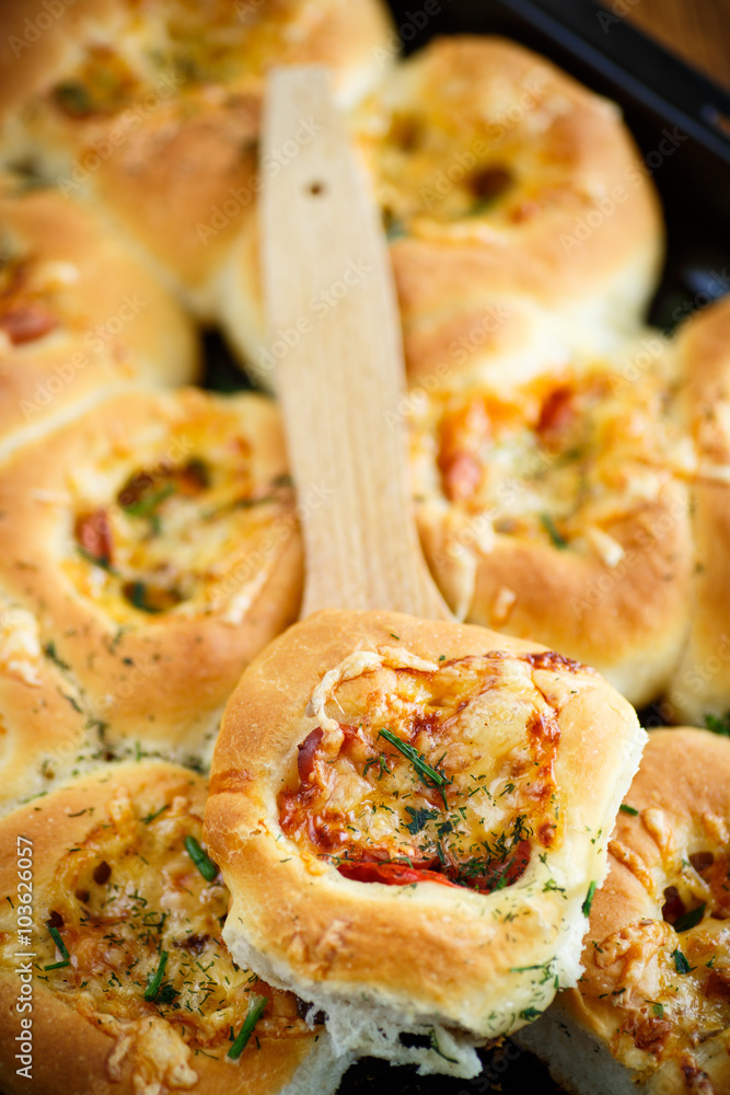 mini pizzas baked stuffed with cheese