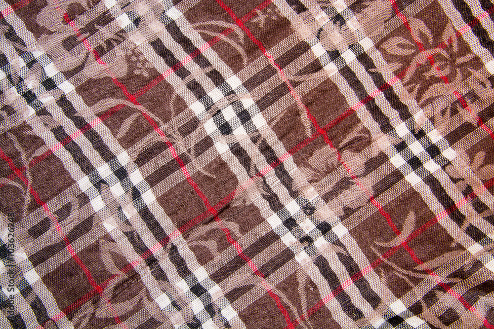brown woolen fabric with flowers and black-and-white stripes brown woolen fabric with flowers and black-and-white stripes