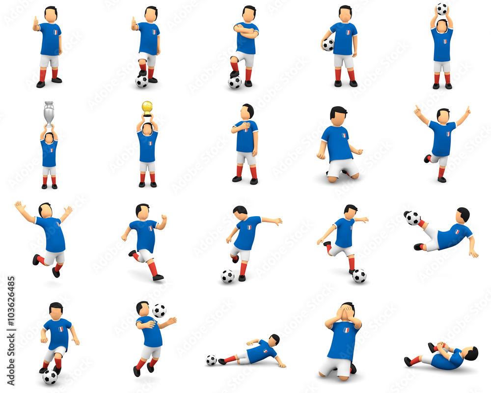 Fußballer Frankreich, Set aus 20 Posen