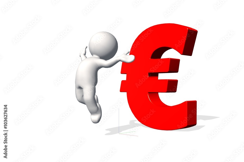3d man with red euro sign