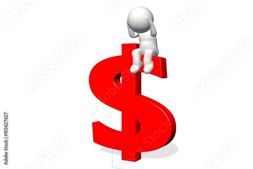 3d man with red dollar sign