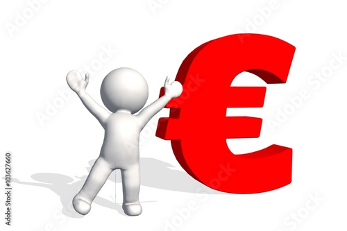 3d man with red euro sign