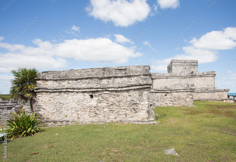 Part of the temple complex at Tulum Mexico