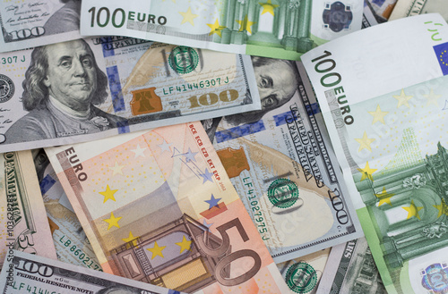 Two leading hard currencies - US Dollar and Euro photo