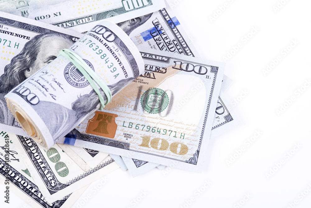 dollar banknotes on a white background dollar banknotes on a white background