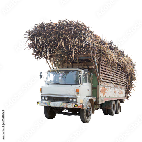 Old truck transporting sugar cane