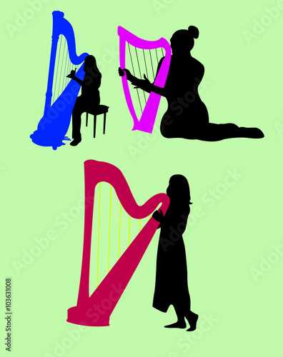 harp musical player silhouette