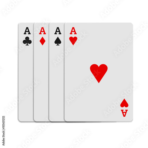 Four aces playing cards icon, realistic style 
