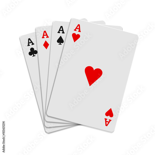 Four aces playing cards icon, realistic style 