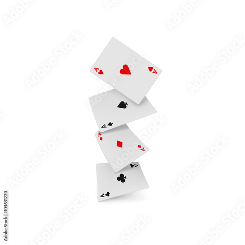 Four aces playing cards icon, realistic style 