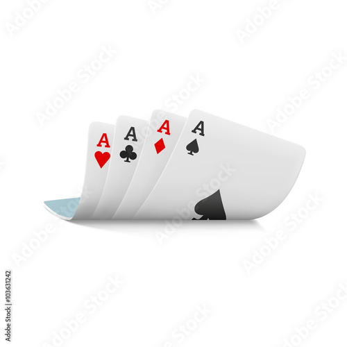 Four aces playing cards icon, realistic style 