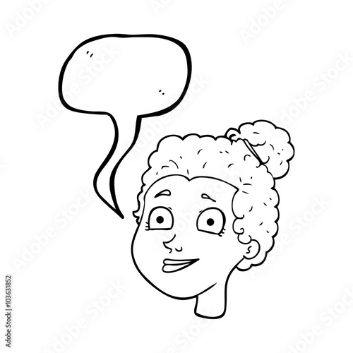 speech bubble cartoon female face