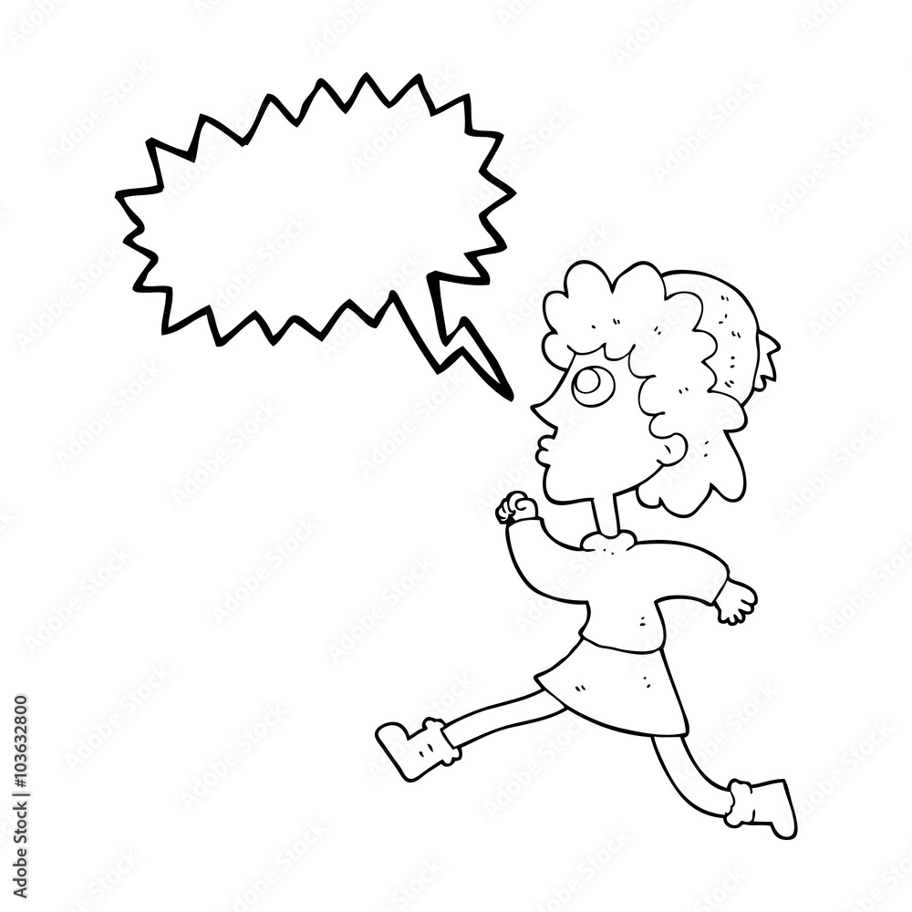 speech bubble cartoon running woman speech bubble cartoon running woman