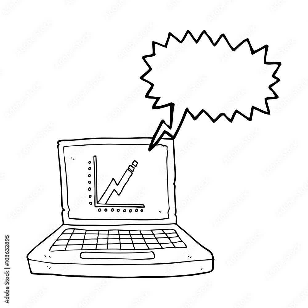 speech bubble cartoon laptop computer with business graph speech bubble cartoon laptop computer with business graph