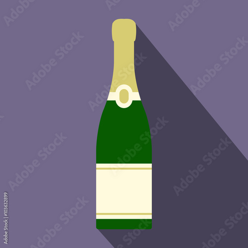Champagne bottle icon, flat style