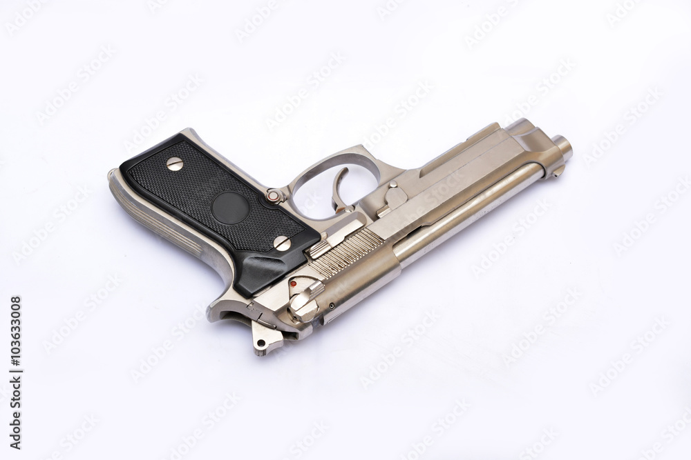 Semi automatic handgun pistol on white background Semi automatic handgun pistol on white background