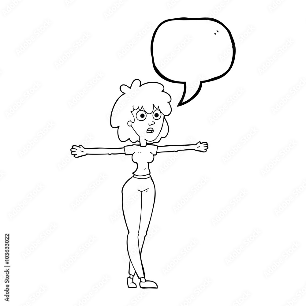 speech bubble cartoon woman spreading arms speech bubble cartoon woman spreading arms