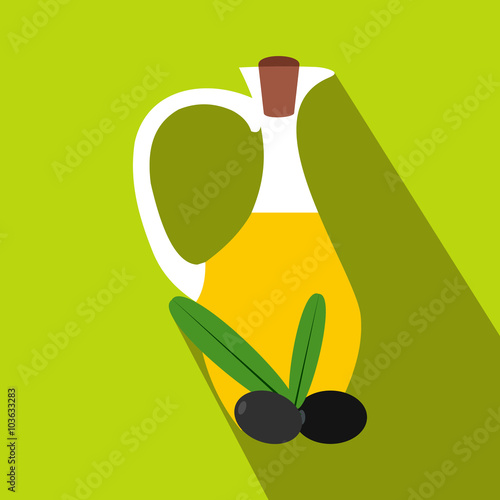 Bottle of olive oil icon, flat style 