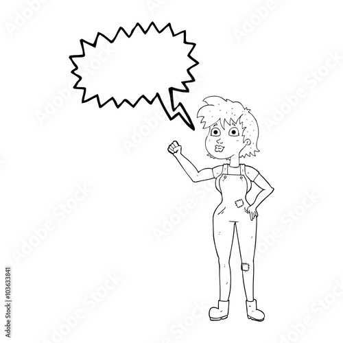 speech bubble cartoon confident farmer woman
