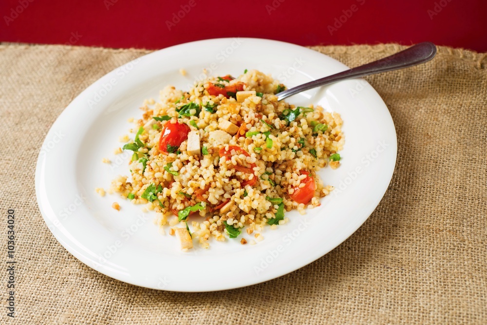 Buckwheat and couscous risotto