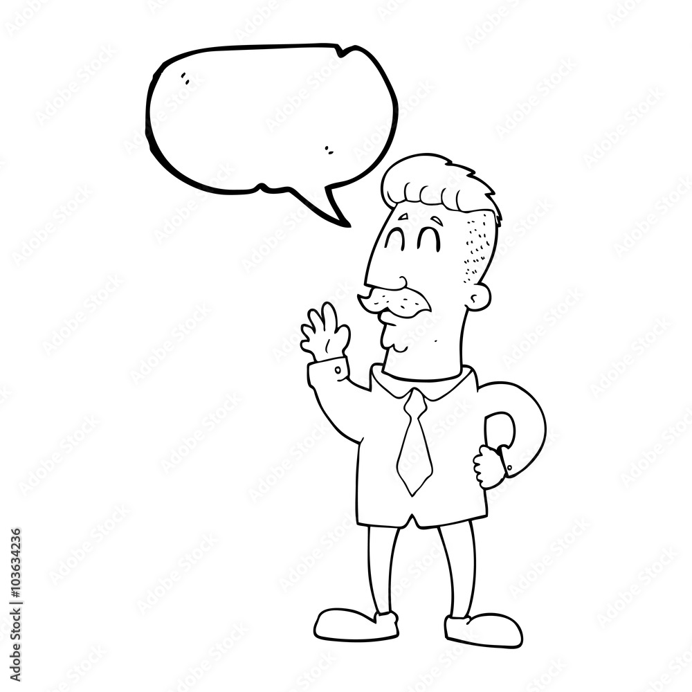 speech bubble cartoon office man waving speech bubble cartoon office man waving