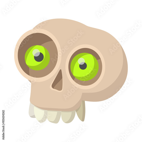 Human skull icon, cartoon style