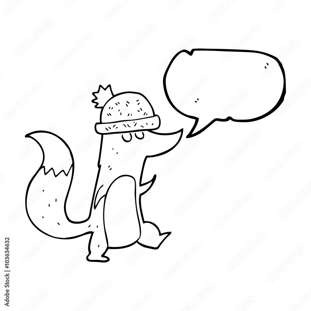 speech bubble cartoon little wolf wearing hat speech bubble cartoon little wolf wearing hat