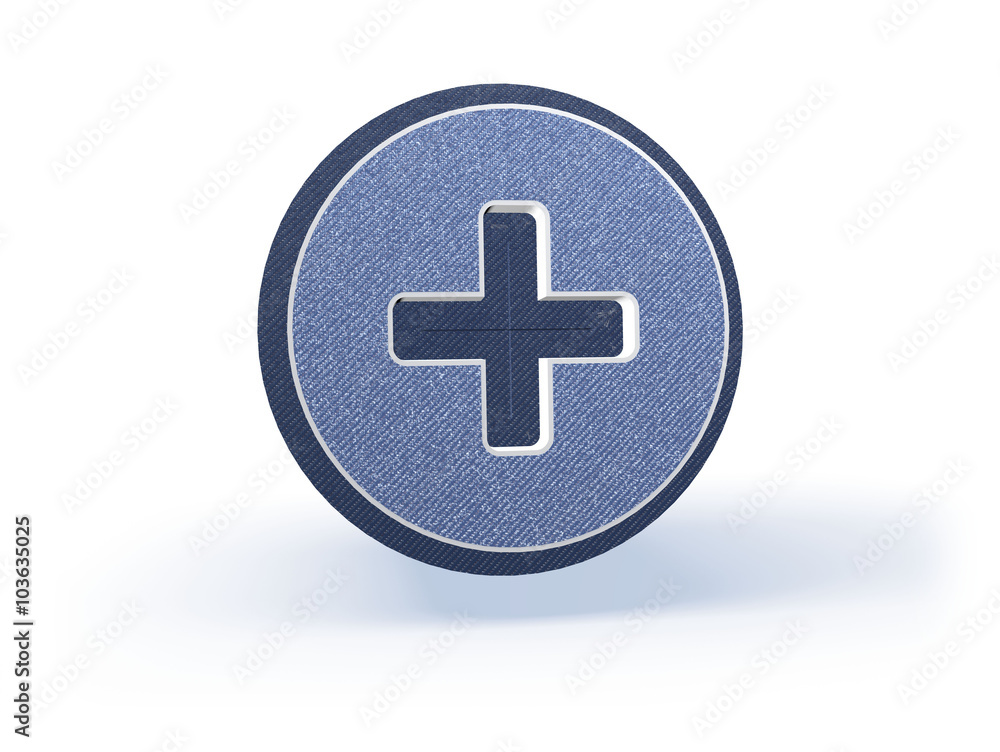 Obraz premium Plus Shopping Icon in blueish denim look