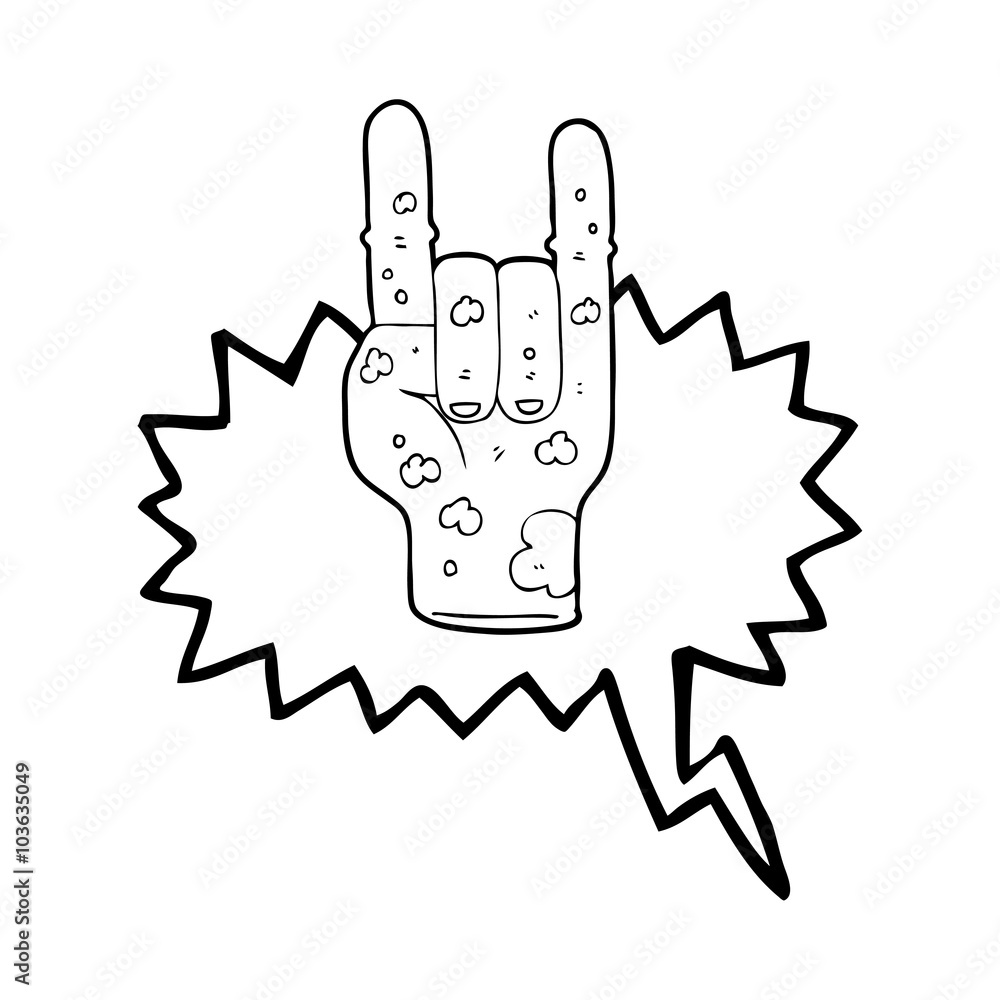 speech bubble cartoon zombie hand making horn sign speech bubble cartoon zombie hand making horn sign