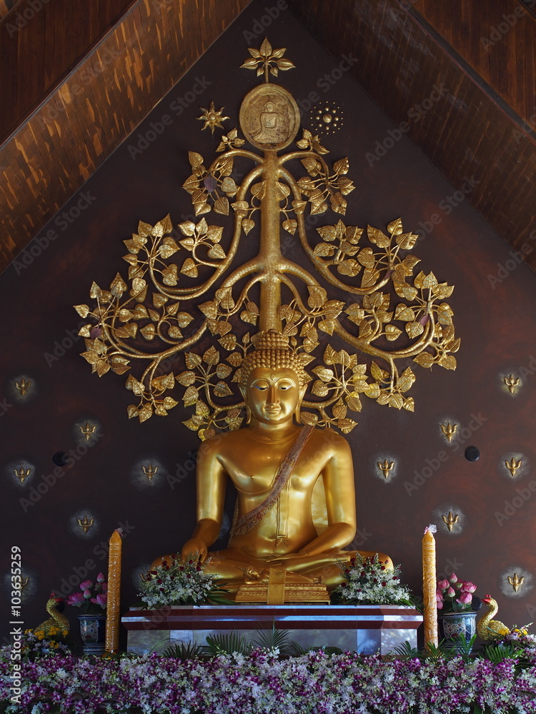 Golden buddha statue in a temple of Thailand