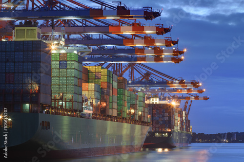 Container ship in the harbor of Hamburg. photo