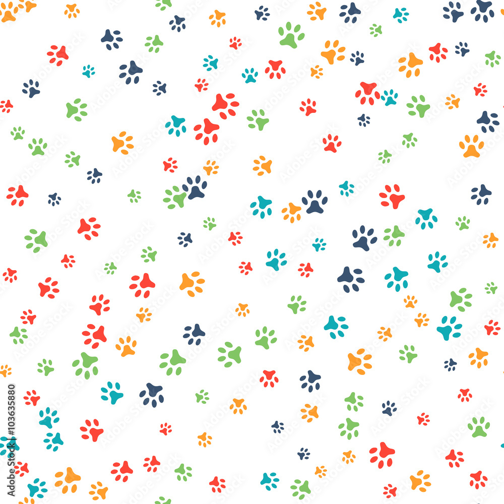 Vector seamless pattern with cat or dog footprints Vector seamless pattern with cat or dog footprints