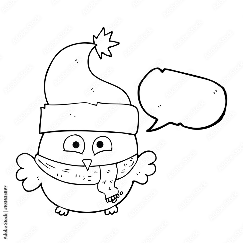 speech bubble cartoon owl wearing christmas hat speech bubble cartoon owl wearing christmas hat
