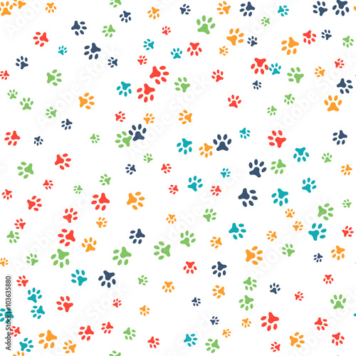 Vector seamless pattern with cat or dog footprints