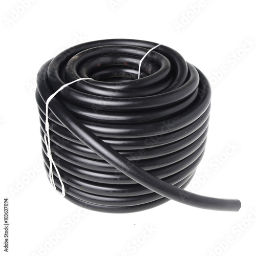 Garden hose in a circle isolated on white