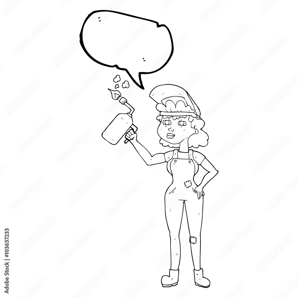 speech bubble cartoon woman welding speech bubble cartoon woman welding