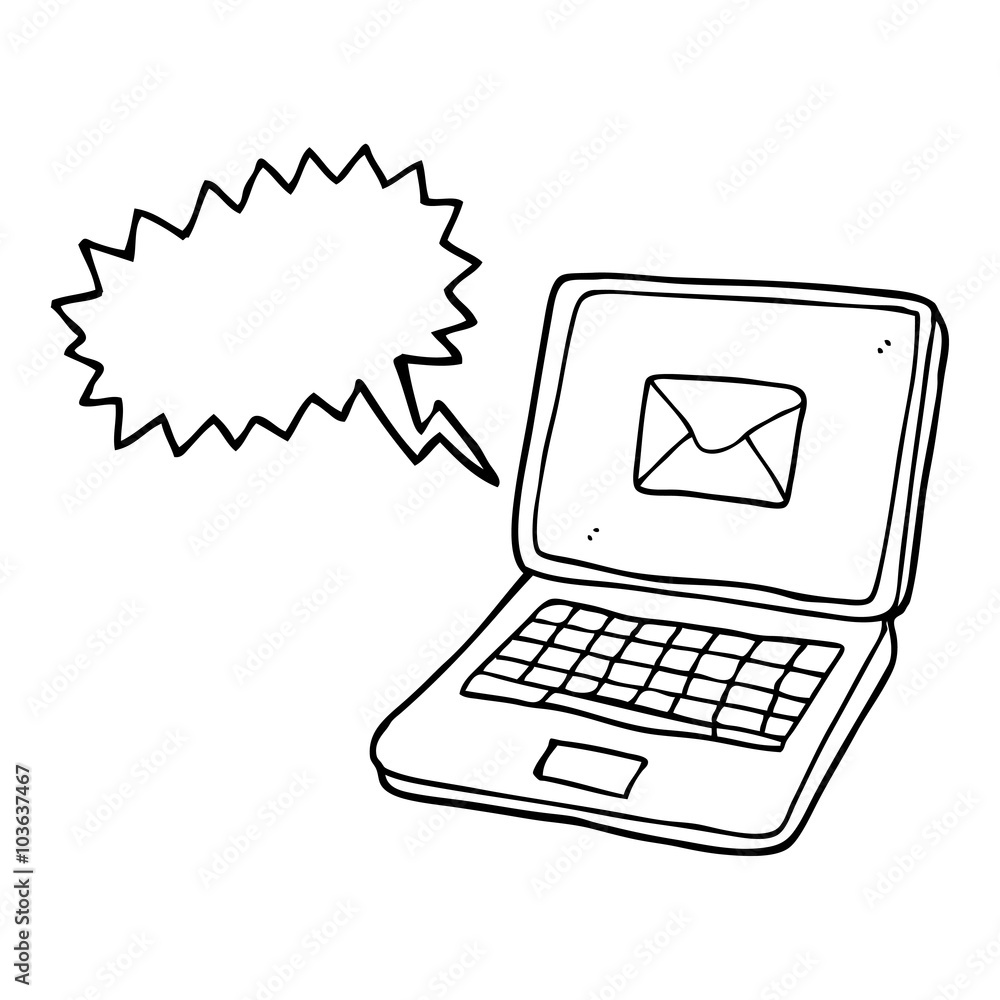 speech bubble cartoon laptop computer with message symbol on scr speech bubble cartoon laptop computer with message symbol on scr