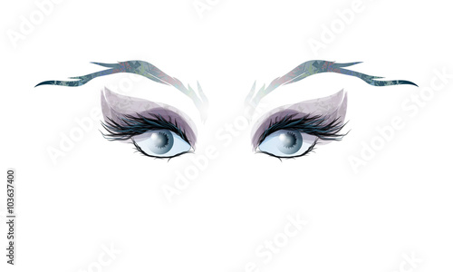 Women's eyes and eyebrows, abstraction, vector