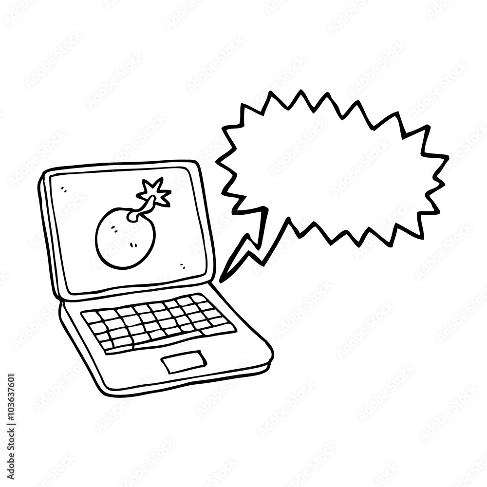 speech bubble cartoon laptop computer with error screen speech bubble cartoon laptop computer with error screen