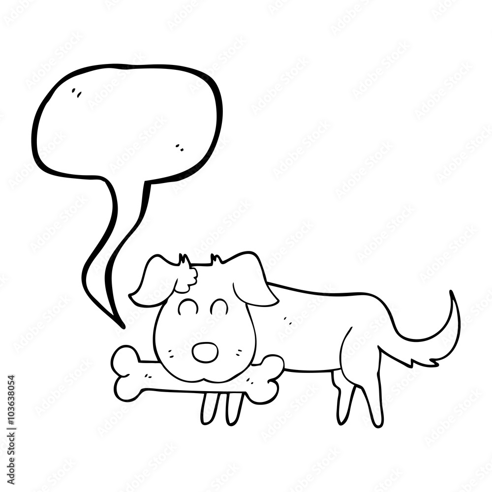 speech bubble cartoon dog with bone speech bubble cartoon dog with bone