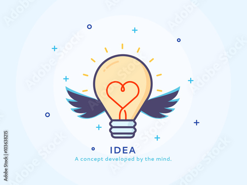 Idea icon - Thin line flat design of business project startup process Flat modern color icons for marketing and business strategy
